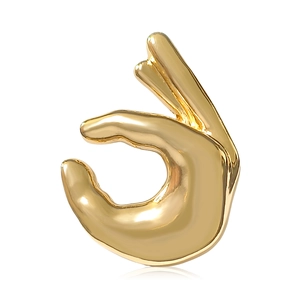 Broche Créative en Alliage Émail Geste de la Main OK Épingle de Costume en Métal Poli Accessoires de Mode Hommes Femmes