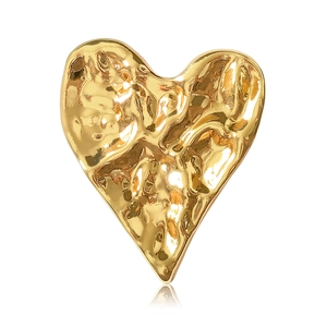 Broche Cœur Martelé en Alliage Vintage Pour Femmes Or Argent Plaqué Irrégulier Piqué Plissé Revers Épinglette Bijoux de Mode Accessoires