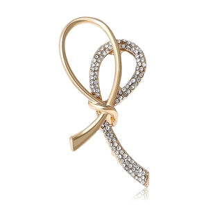 Elegant Alloy Rhinestone Knot Ribbon Brooch For Women Fashion Apparel Decorative Corsage Safety Pin Jewelry Accessories