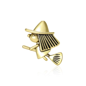 Schattige Legering Kleine Heks Op Bezemsteel Broche Retro Emaille Cartoon Sieraden Voor Dames Kleding Accessoires Cadeau