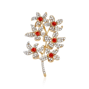 Élégante Broche Branche de Fleur en Alliage avec Strass Créative Douce Épingle Florale pour Femmes Mariage Banquet Fête Bijoux Accessoires