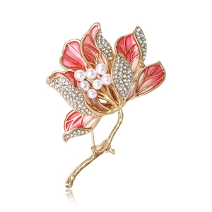 Lussuosa Spilla a Forma di Fiore di Begonia in Smalto di Lega Con Künstliche Perle d'Imitazione e Strass Spilla in Stile Cinese per Donna Gioielli per Matrimonio e Festa