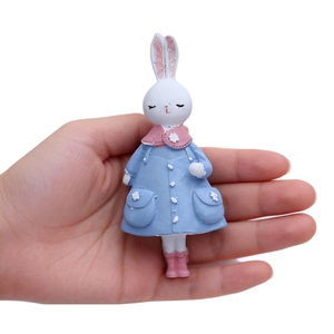 Figurine de lapin de Pâques mignonne en résine bleue pour décoration de maison