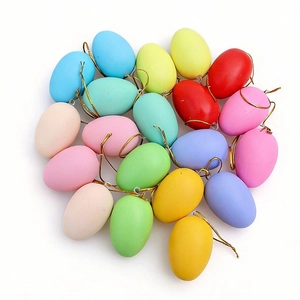 20-teiliges Set bunte Oster-Deko-Eier mit goldenen Schnüren in hellen Pastelltönen