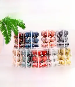 Details zu 12er-Set 4cm Weihnachtskugeln mit Glitzer und Matten in einer Klarsichtbox