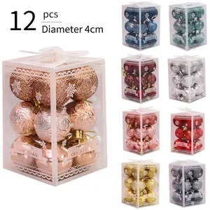12er Set mehrfarbige 4cm Weihnachtskugeln in Geschenkbox für den Christbaumschmuck und Advent