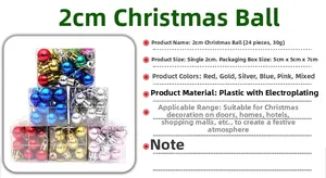 Macro detail of 2cm electroplated Christmas balls in various colors, 24 pieces per box