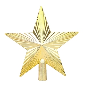 Golden Christmas tree topper star with hollow 3D texture and metallic finish ornament