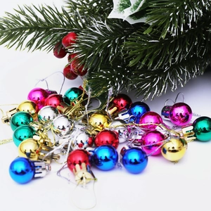 Set of 24 colorful glossy 2cm Christmas tree ball ornaments with golden hanging strings