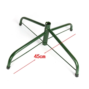 Detail view of 45cm green metal Christmas tree stand with non-slip pads and base
