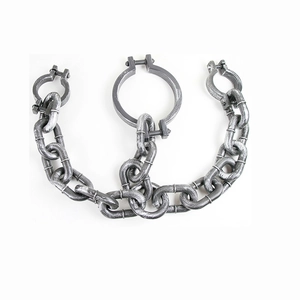 Halloween plastic rusty shackles with cuffs and chain links for prisoner costume party