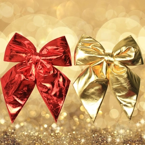 Large Christmas Decorative Bow Shiny Metallic Fabric Bow For Mall Restaurant Bar Counter Scene Decoration Festive Red Gold Ornament