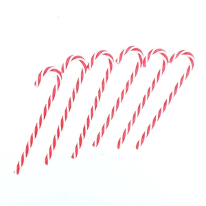 Set of 6 classic red and white striped Christmas candy cane ornaments for holiday tree decor
