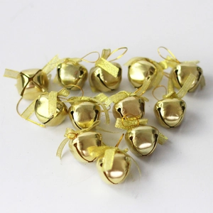 Gold Christmas Iron Bells With Bowknot Ornaments Hanging For Christmas Tree Decoration Party Home Festival Holiday Supplies