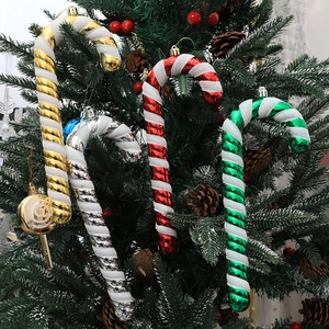 Large Plastic Christmas Candy Cane Hanging Ornaments Spiral Pattern Glitter Xmas Tree Decoration Festive Party Decoration