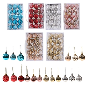15-piece 4cm assorted Christmas ball ornaments set in multi-color finishes with hanging cords