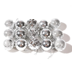12-pack silver Christmas ball ornaments in matte, glossy, and faceted textures