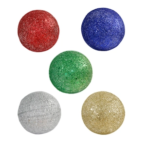 Lot de 5 boules de Noël scintillantes en maille de fer rouge, bleu, vert, argent et or