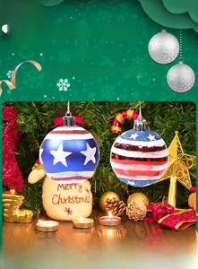 Close-up of star and stripe patterned decorative spheres with sparkling glitter finish