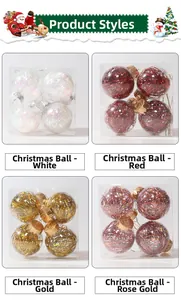 Detailed close-up of 4Pcs clear PET Christmas balls with glitter filling in four colors