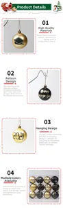 Detail of black and gold Christmas ornaments featuring Happy College Grad 2021 print