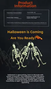 Detail of 32cm fluorescent skeleton hanging ornament for Halloween decor weighing 40g