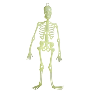 32cm Glow-in-the-dark Halloween skeleton hanging decoration with glowing fluorescent effect