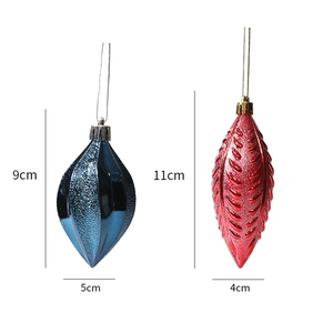 Blue and red Christmas ornaments set with diamond and feather textures for tree decor