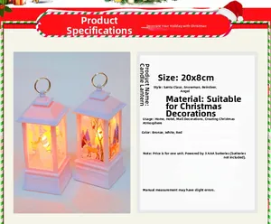 Detailed view of LED Christmas lantern featuring 20x8cm size and AAA battery specifications