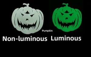 Luminous Halloween pumpkin pendant showing glow-in-the-dark effects and normal light state