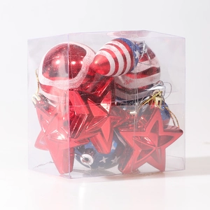 Red, white and blue American independence day Christmas tree ornaments in gift box