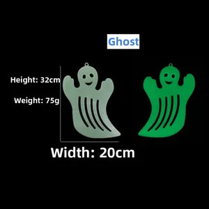 Luminous Halloween ghost pendant showing day and night glow effect with 32x20cm dimensions