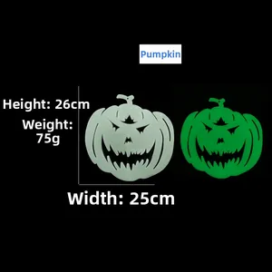 Luminous Halloween pumpkin wall decal showing glow effect in the dark for house decor