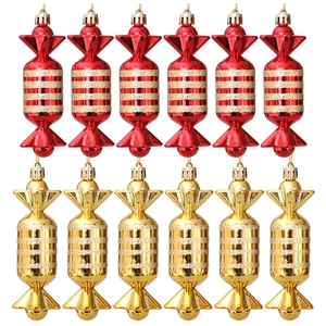Christmas Tree Candy Shaped Hanging Ornaments Plastic Electroplated Glitter Candy Cane Decor For Home Xmas Party Holiday