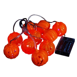 Halloween pumpkin string lights with 10 orange hollow lanterns and battery box