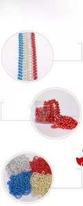 Detail of 8m festive bead chain for Christmas tree in gold silver red and blue