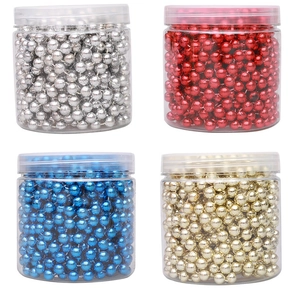Set of four 8m Christmas bead chains in gold, silver, red, and blue for tree decor