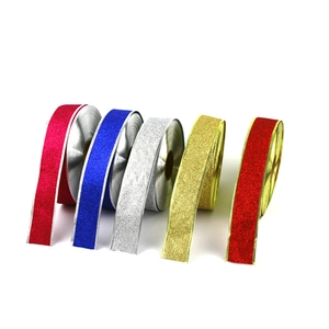 Five rolls of 5cm wide glitter ribbons in assorted colors for Christmas DIY decoration