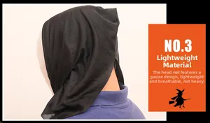 Detail of lightweight breathable black mesh hairnet for Halloween costume accessory