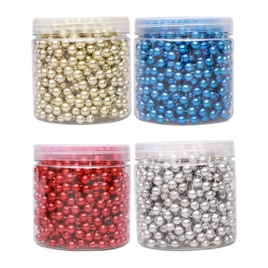 8m Christmas tree bead chain set in gold, blue, red, and silver metallic finishes