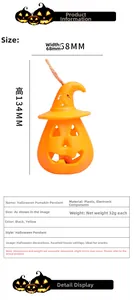 Detailed Halloween pumpkin lantern specs with 134mm height and 68mm width dimensions