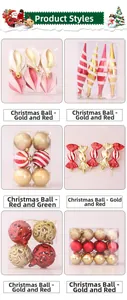 Detailed set of red and gold Christmas ornaments with glitter and hollow out patterns