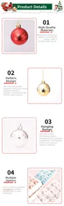 Detail of multi-colored plastic Christmas balls with glitter and textured patterns