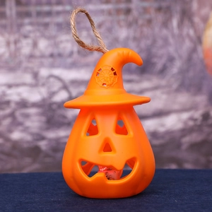 Halloween pumpkin wizard hat lantern with rope hanger for garden yard festive decoration