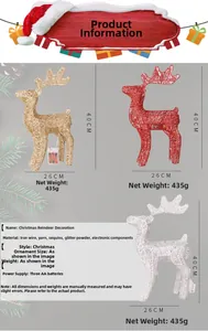 Detailed size specifications for 40cm lighted Christmas iron reindeer decoration