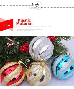 Close-up of assorted spiral glitter Christmas ornaments in red, gold, silver and blue colors