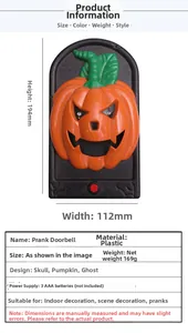 Technical dimensions of the orange pumpkin doorbell showing 194mm height and 112mm width