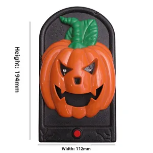 Halloween pumpkin doorbell detail with measurements of 194mm height and 112mm width