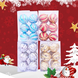 Set of 24 spiral Christmas ball ornaments in red gold and silver for tree decoration