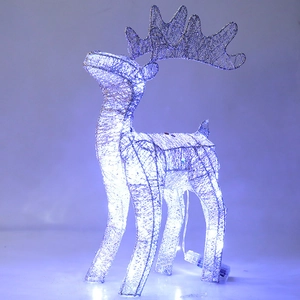 Christmas 40cm silver iron reindeer with cool white LED lights and clear battery box